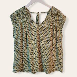 Liverpool LA Green Chevron Patterned Sleeveless Blouse